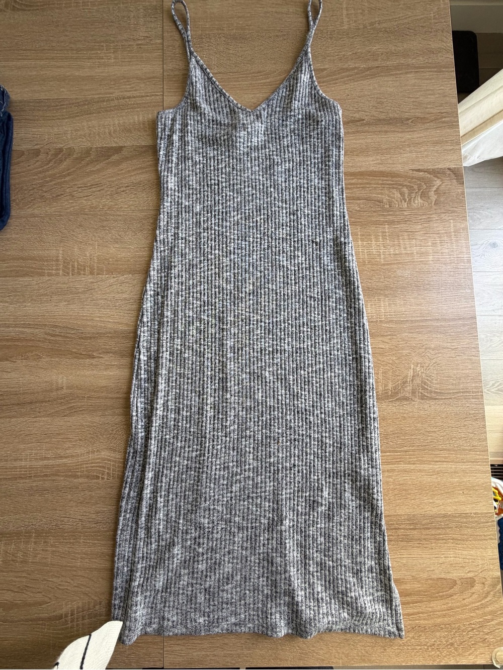 NEW! Express Gray Ribbed Slip Maxi Dress